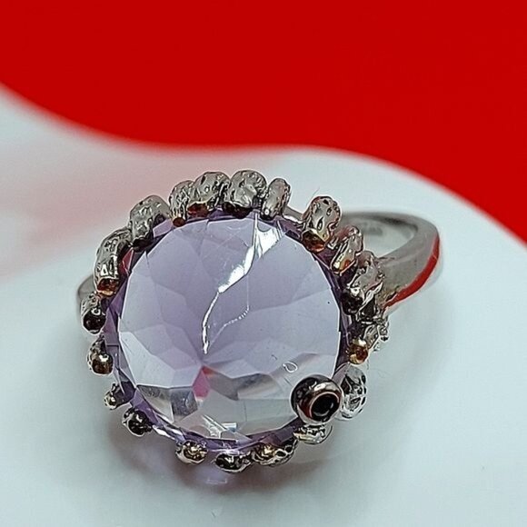 Amythest & Black Spinel 925 Silver Ring Protection From Emotional Vampires - Picture 6 of 6